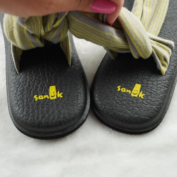 Sanuk Yoga Sling 2 Sandals Gray Yellow Striped‎ Size 10 - Picture 3 of 8